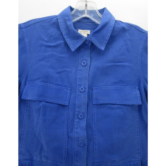 J Crew Dress 2 Button Up Shirt Utility Flap Pockets Work Canvas Field - Picture 2 of 10